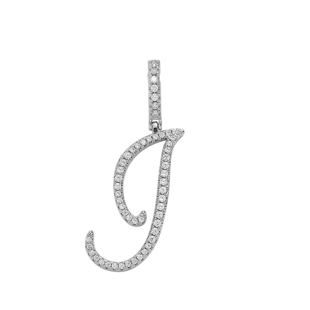 Zircon Alphabet Pendant Necklace in Stainless Steel