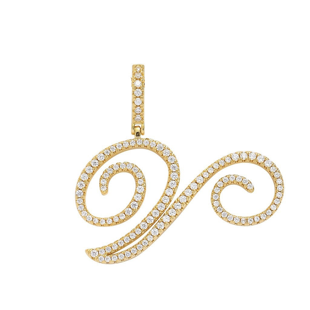 Zircon Alphabet Pendant Necklace in Stainless Steel