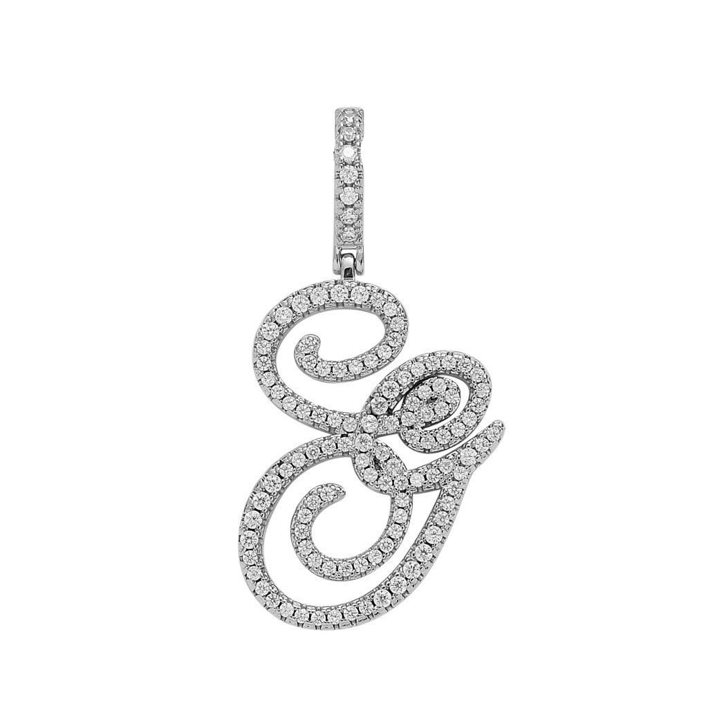 Zircon Alphabet Pendant Necklace in Stainless Steel