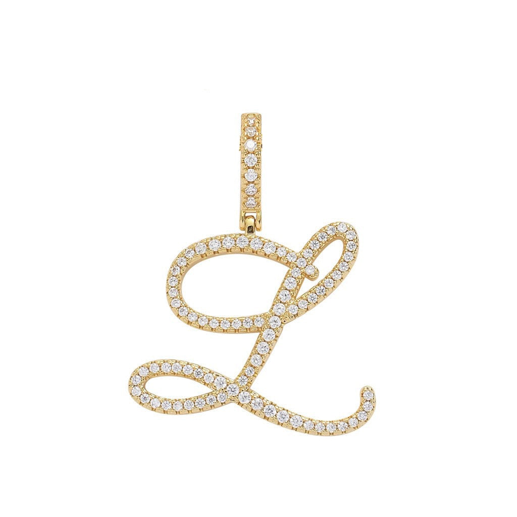 Zircon Alphabet Pendant Necklace in Stainless Steel