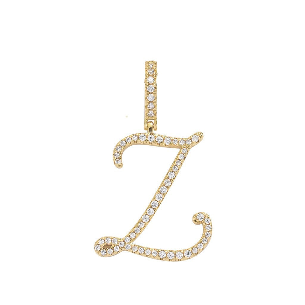Zircon Alphabet Pendant Necklace in Stainless Steel