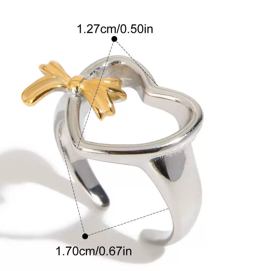 Heart Bow Stainless Steel Ring