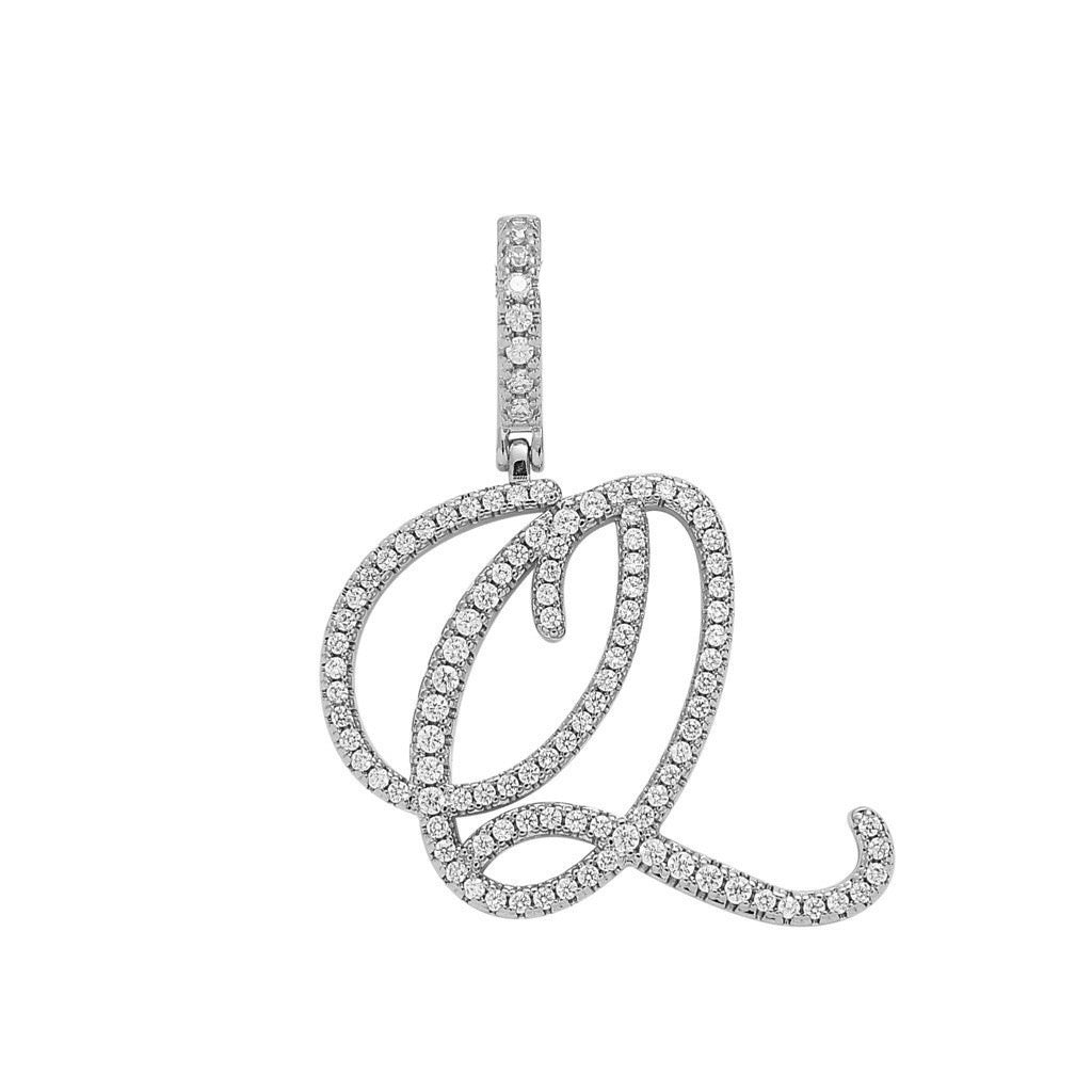 Zircon Alphabet Pendant Necklace in Stainless Steel