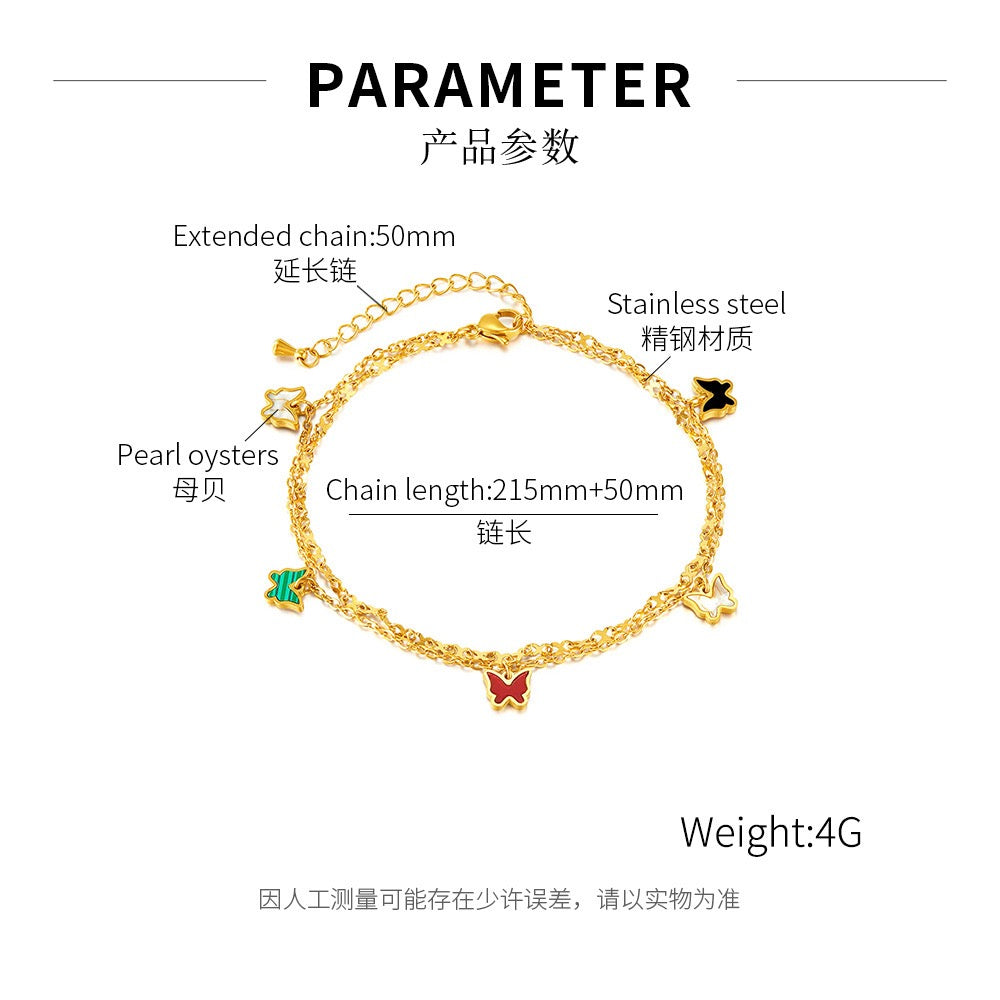 Butterfly Charm Anklet - Stainless Steel