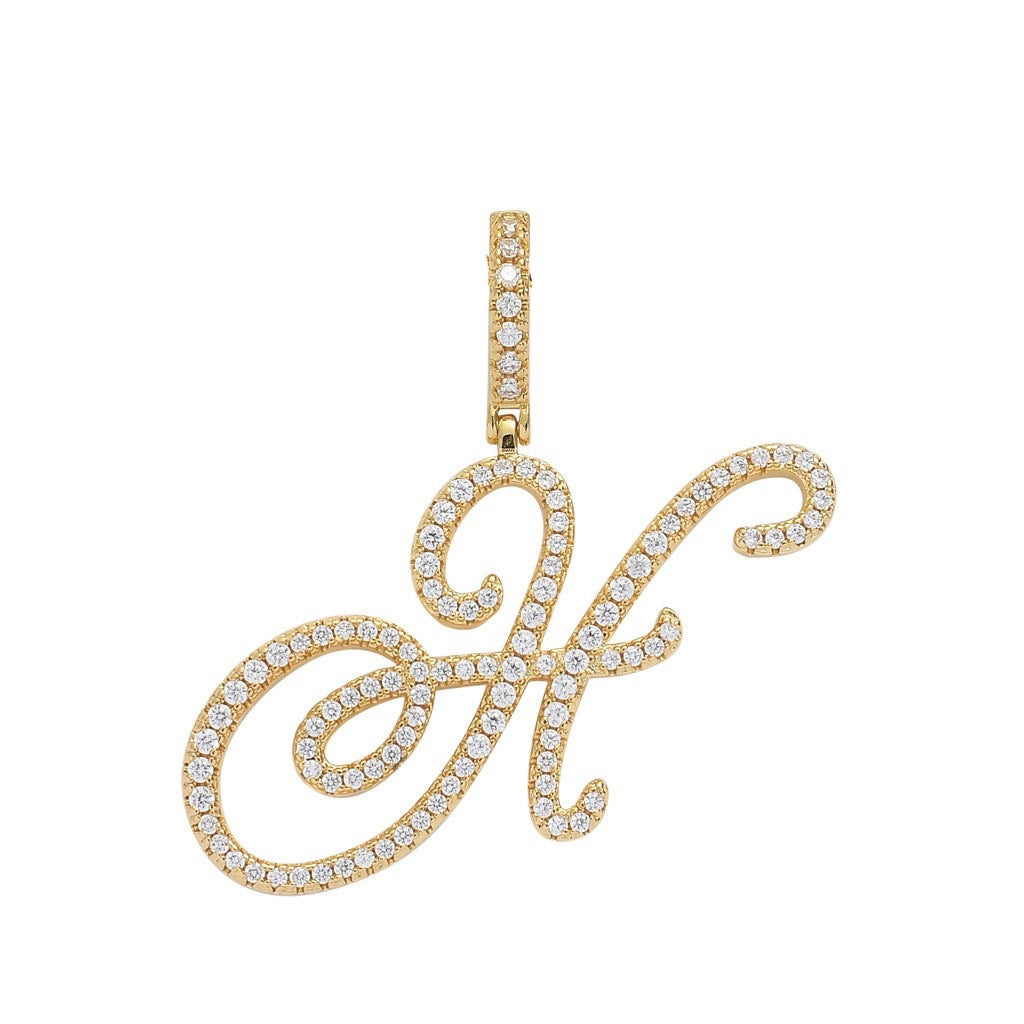 Zircon Alphabet Pendant Necklace in Stainless Steel