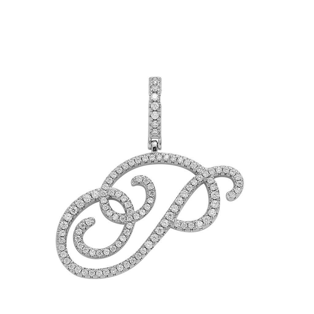 Zircon Alphabet Pendant Necklace in Stainless Steel