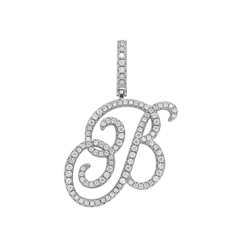 Zircon Alphabet Pendant Necklace in Stainless Steel