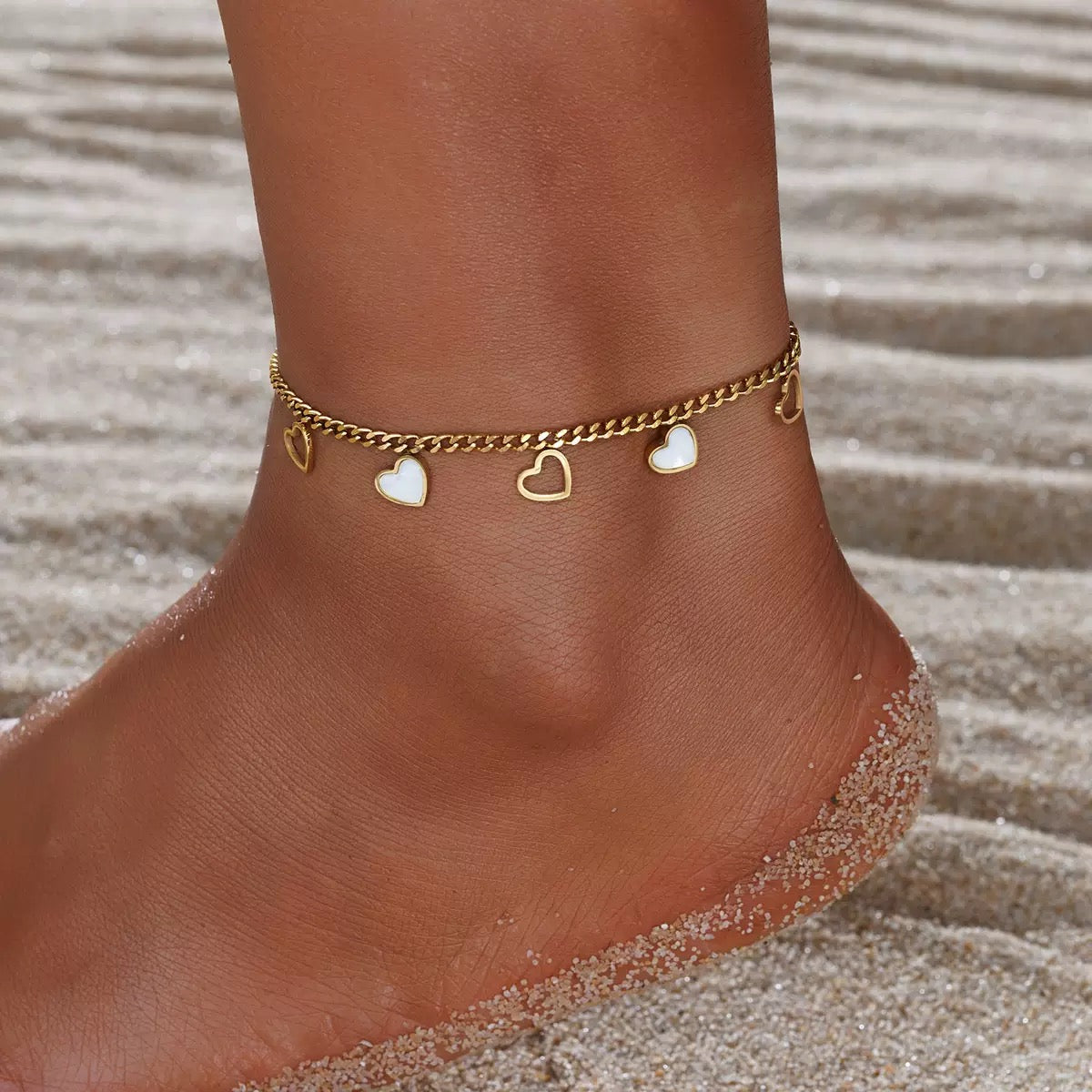 Hearts Anklet - Stainless Steel