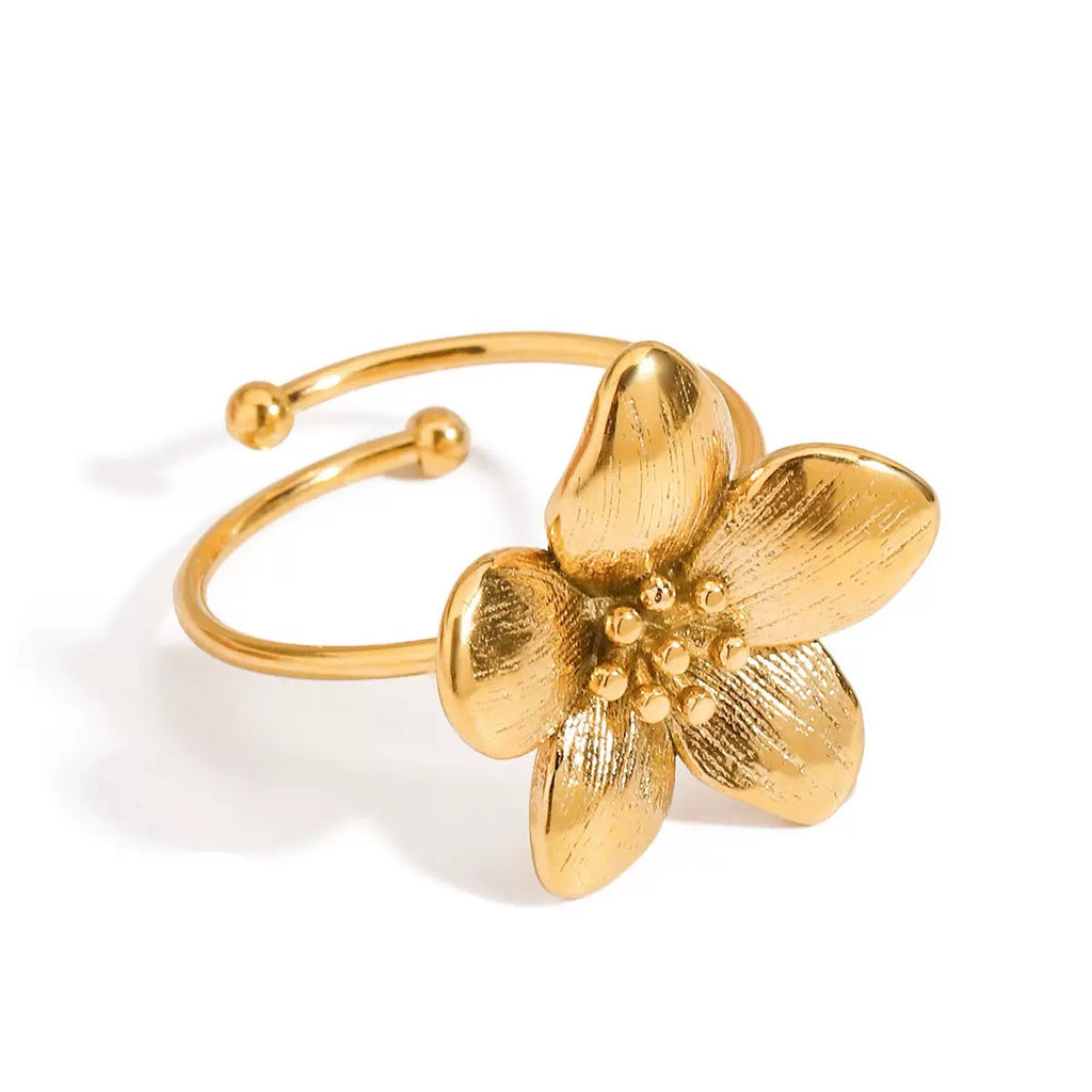 Petals Adjustable Ring in Stainless Steel