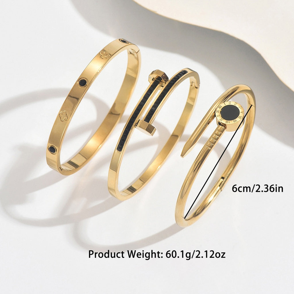Black Stoned 3 in 1 Bangles Set