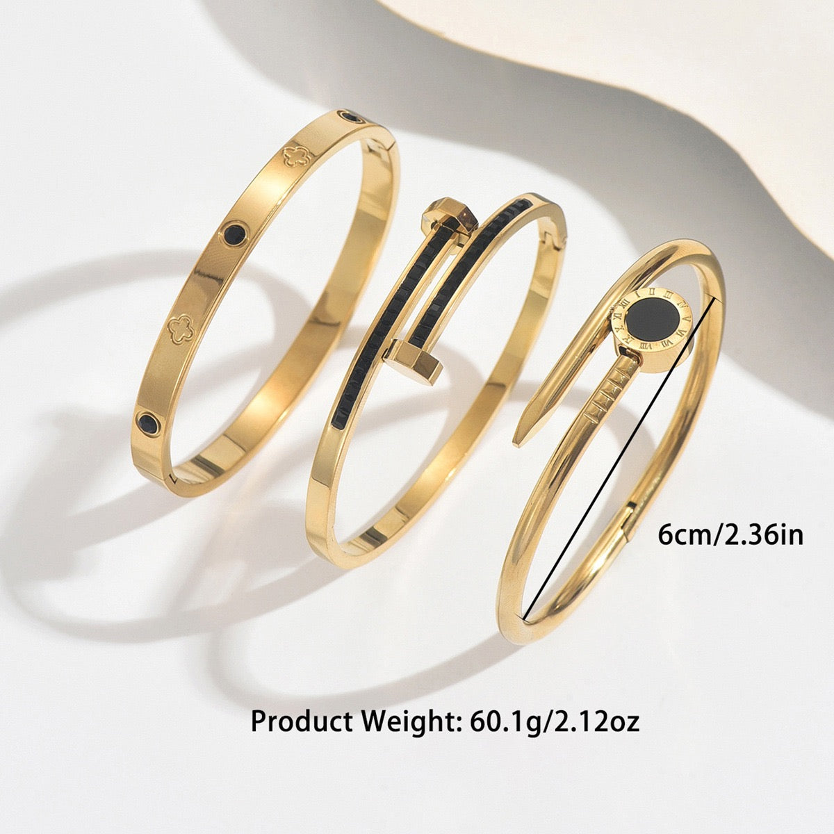 Black Stoned 3 in 1 Bangles Set