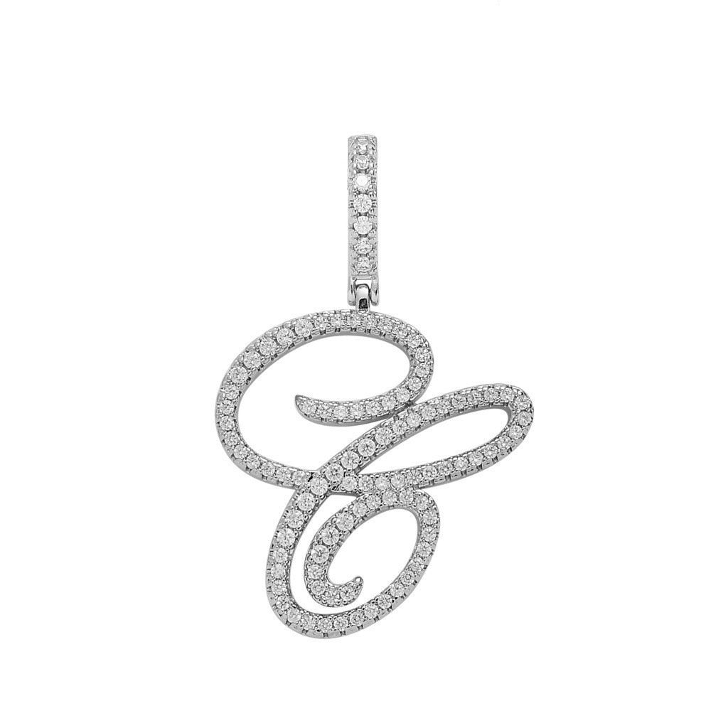 Zircon Alphabet Pendant Necklace in Stainless Steel