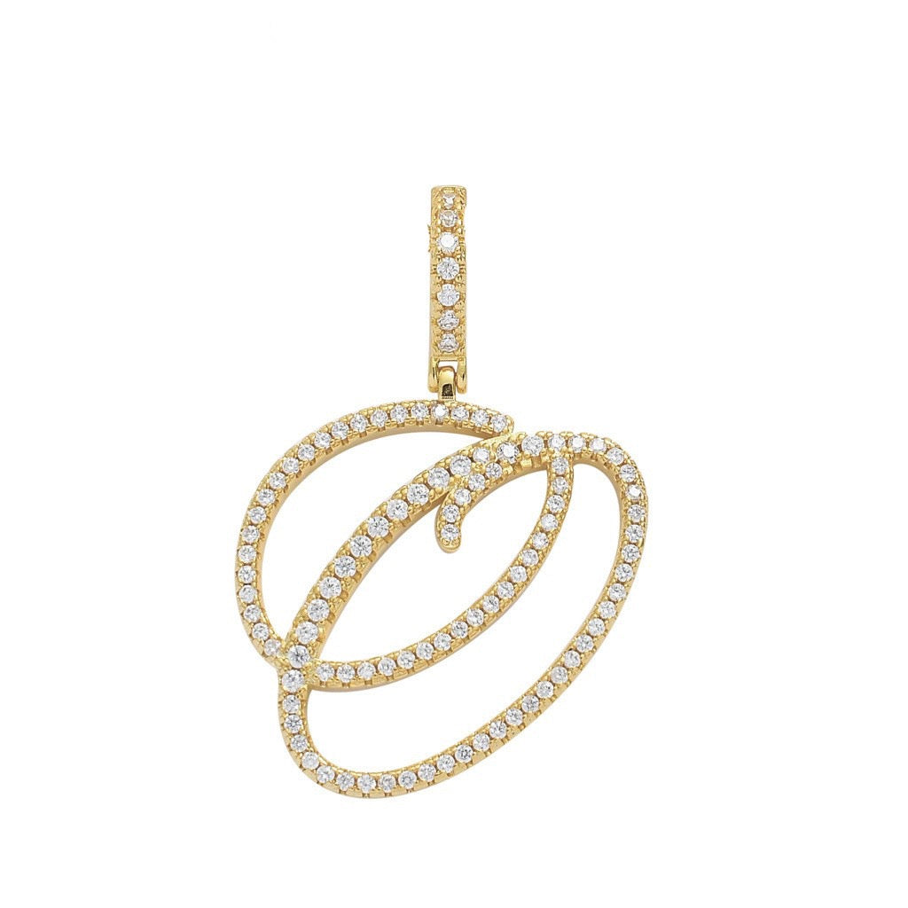 Zircon Alphabet Pendant Necklace in Stainless Steel