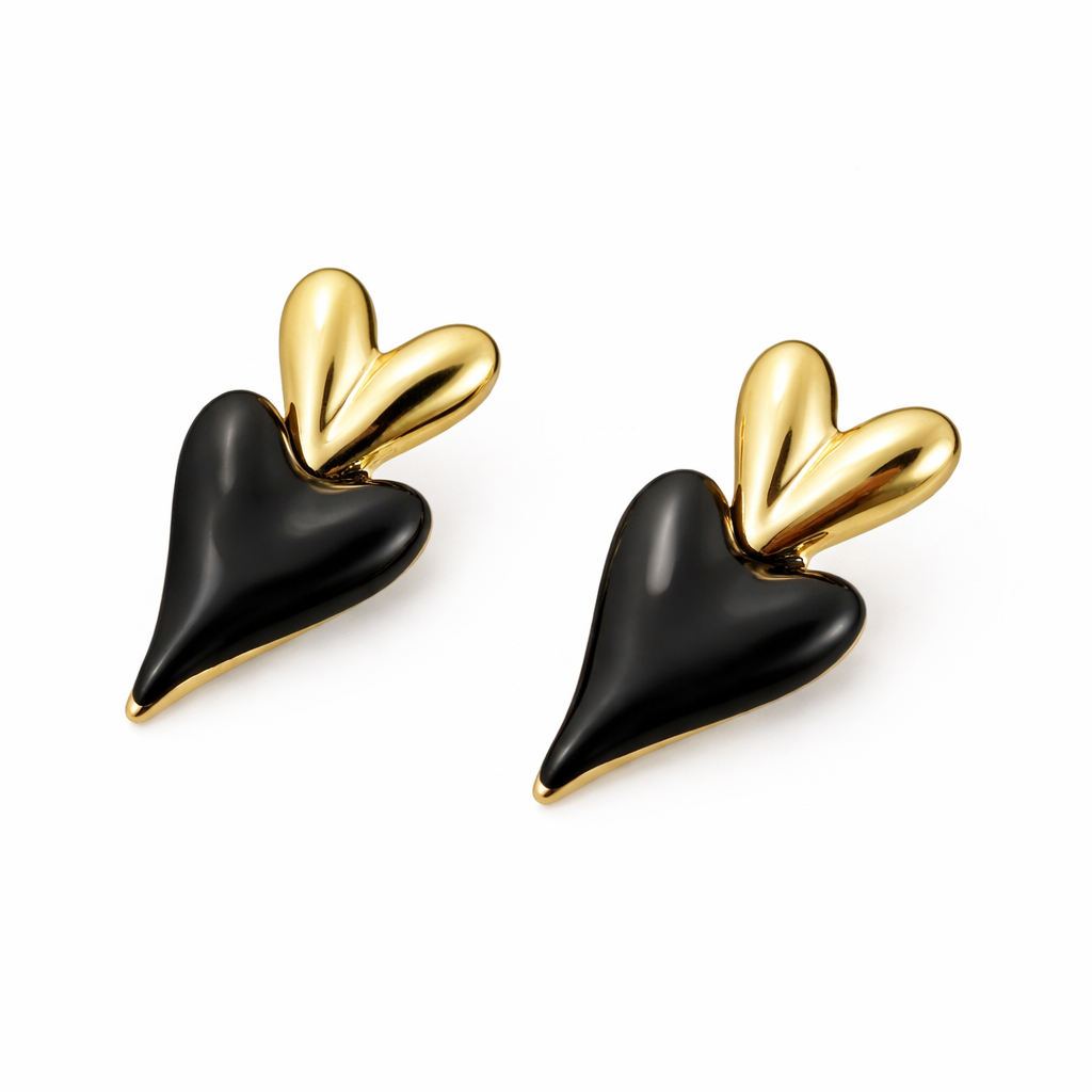 Hearty Drop Earrings in Stainless Steel ￼