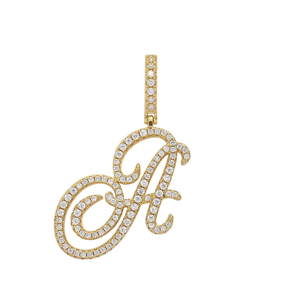 Zircon Alphabet Pendant Necklace in Stainless Steel