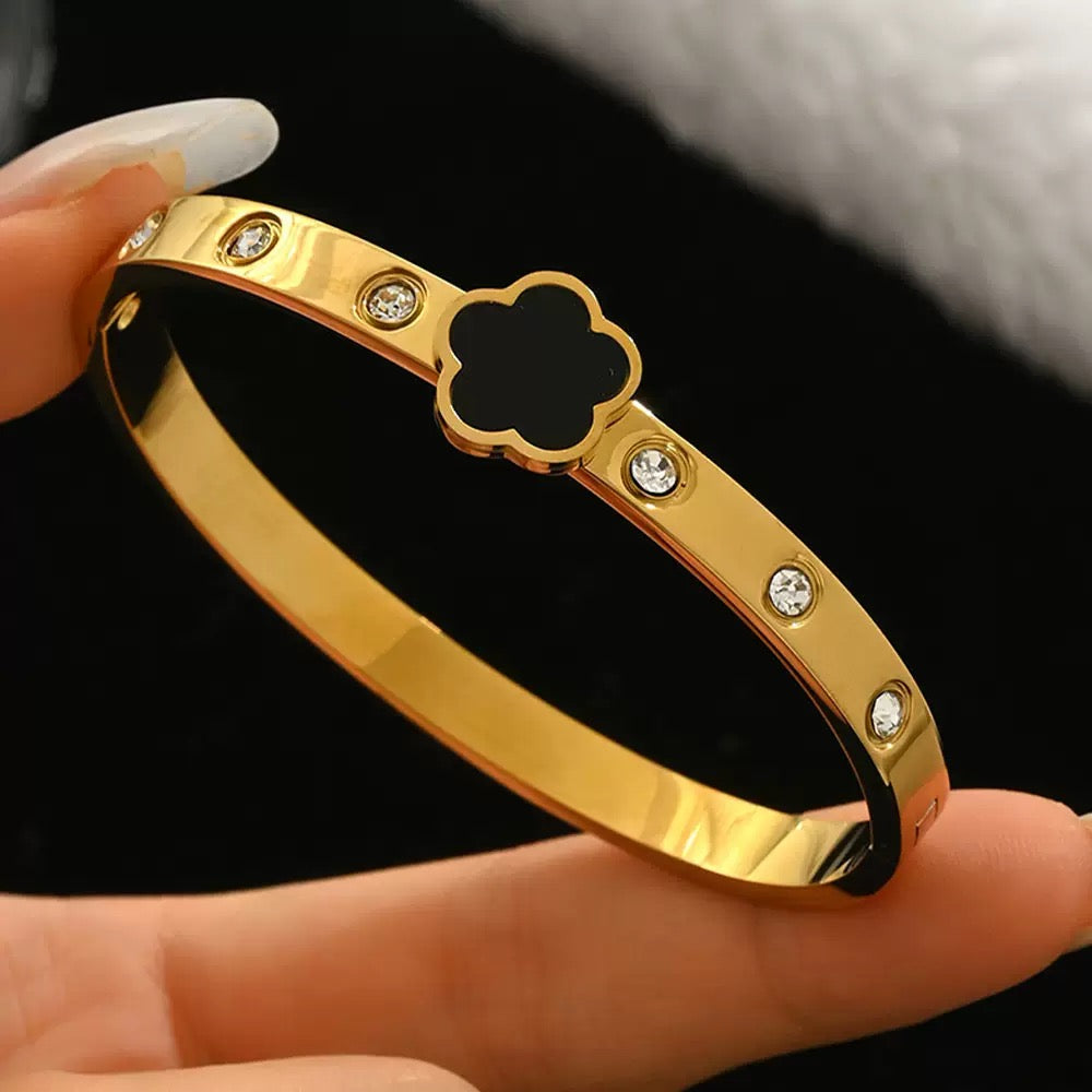 Black Flower 3 in 1 Bangle Set