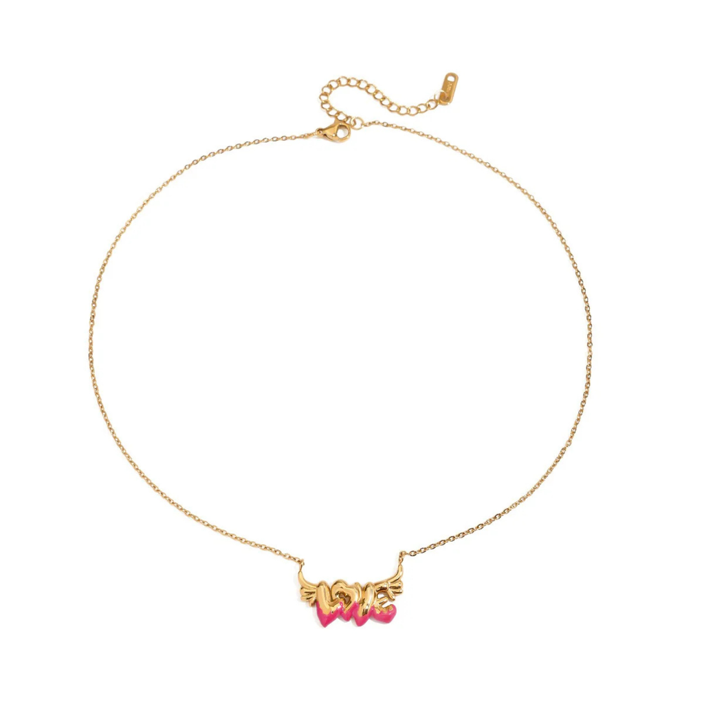 Fiery Pink Love Necklace – Tarnish Free