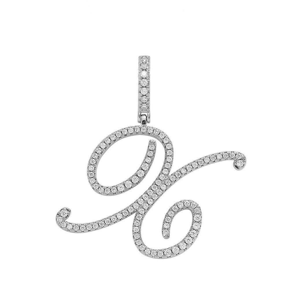 Zircon Alphabet Pendant Necklace in Stainless Steel