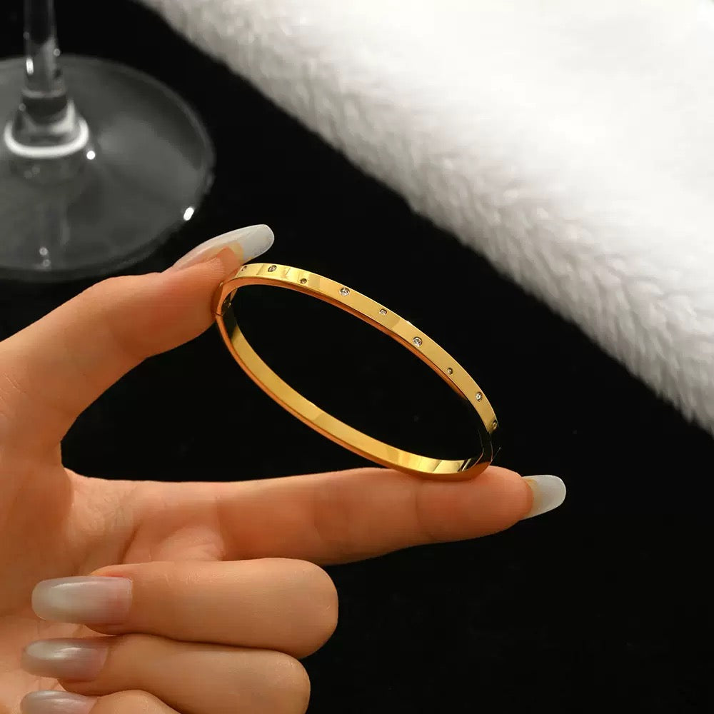 Slim White 3 in 1 Set Bangle in Stainless Steel