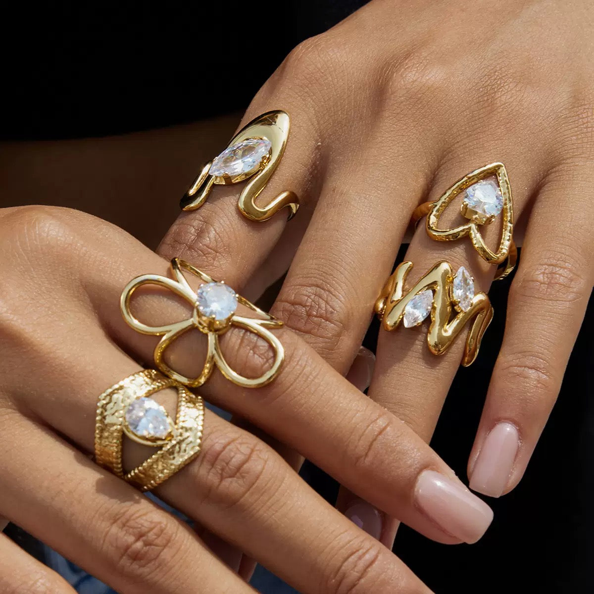 Hexa Stoned Ring - Stainless Steel