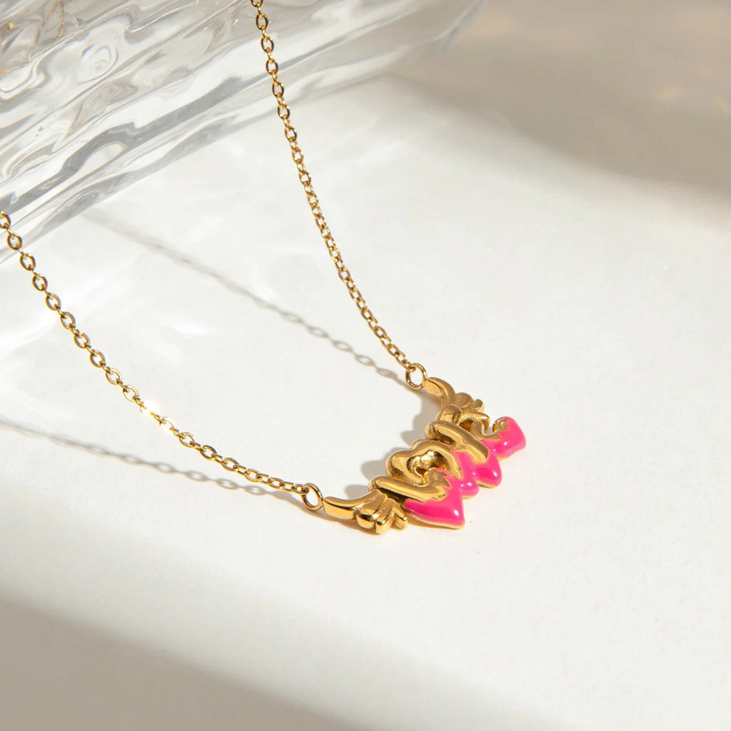 Fiery Pink Love Necklace – Tarnish Free