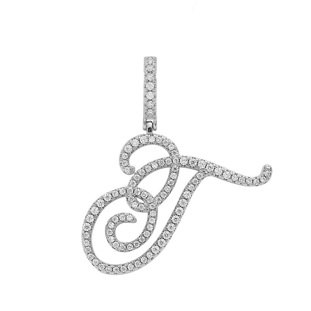 Zircon Alphabet Pendant Necklace in Stainless Steel