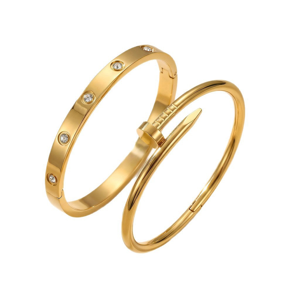 Nail Duo Set bangles in Stainless Steel