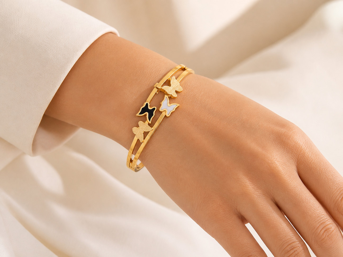 Mini Butterfly Stainless Steel Cuff Bangle