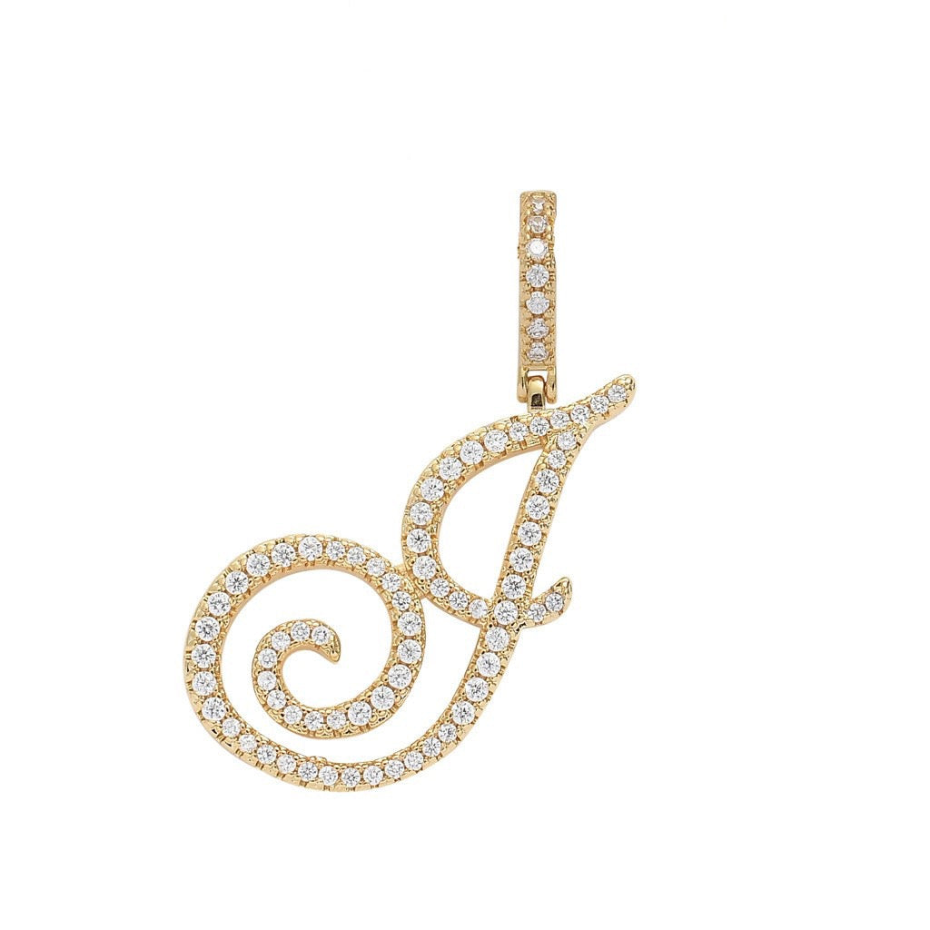 Zircon Alphabet Pendant Necklace in Stainless Steel