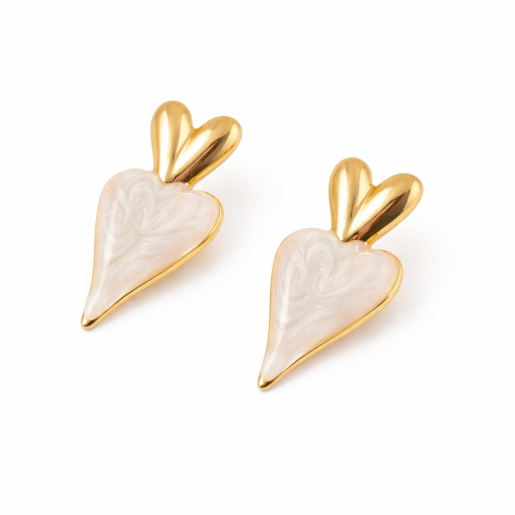 Hearty Drop Earrings in Stainless Steel ￼