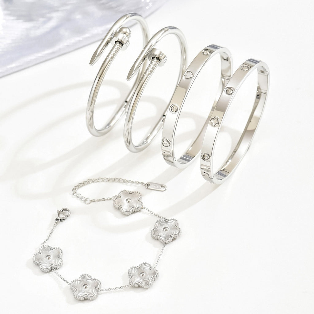 Stainless Steel 5 in 1 Bangle Set