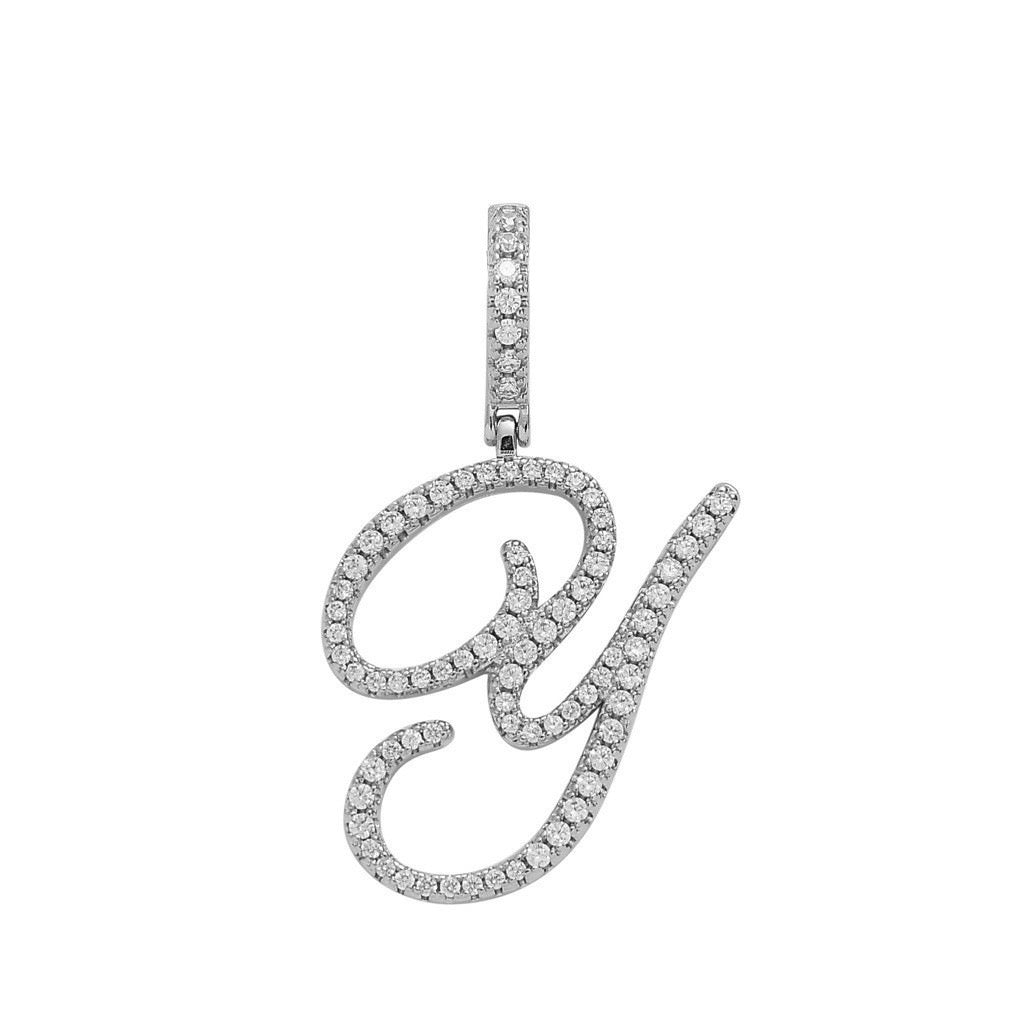 Zircon Alphabet Pendant Necklace in Stainless Steel