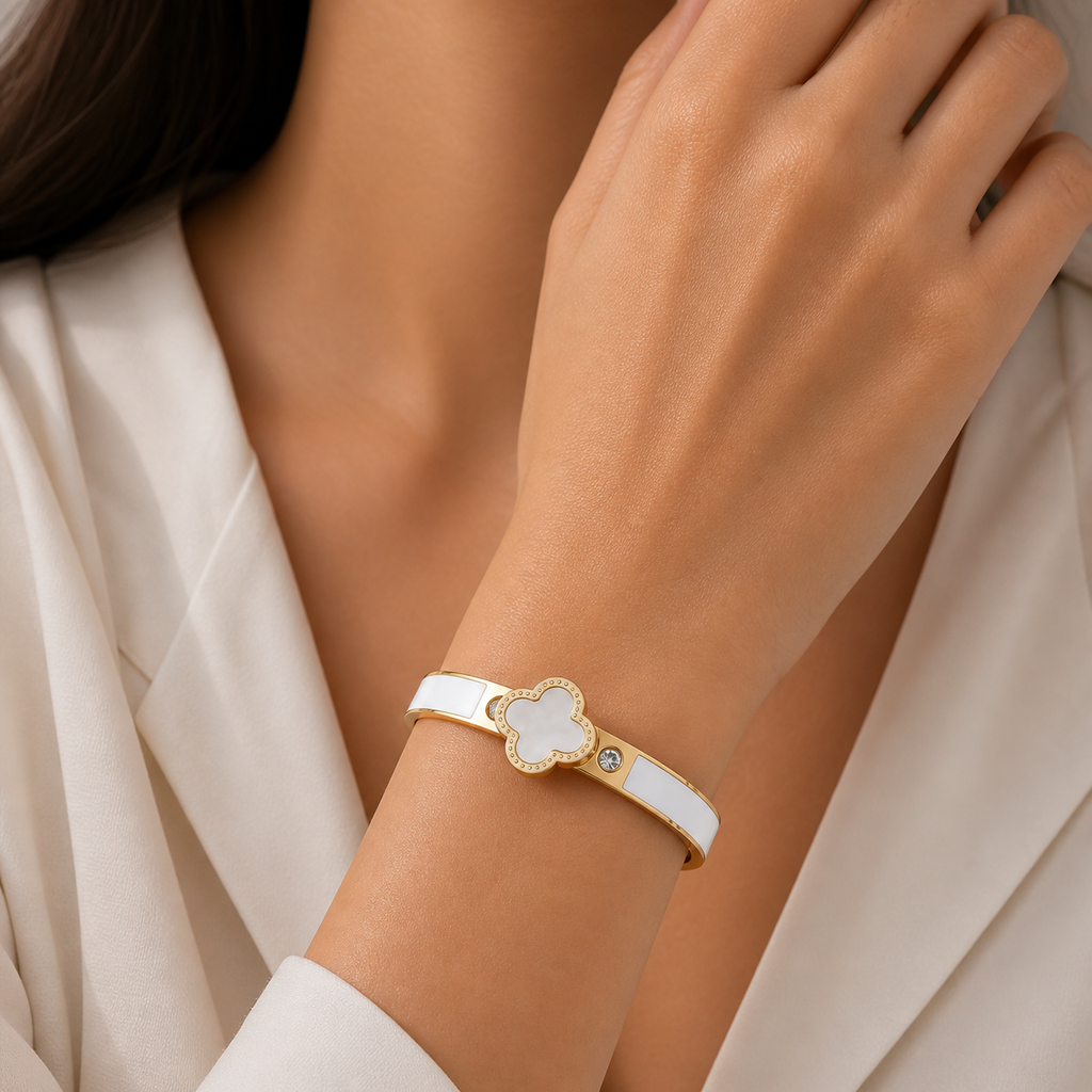 Minimalist White Floral Waterproof Bangle