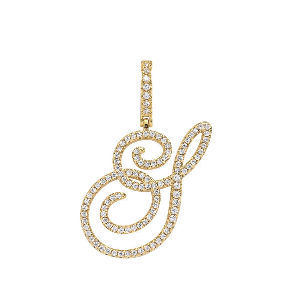 Zircon Alphabet Pendant Necklace in Stainless Steel