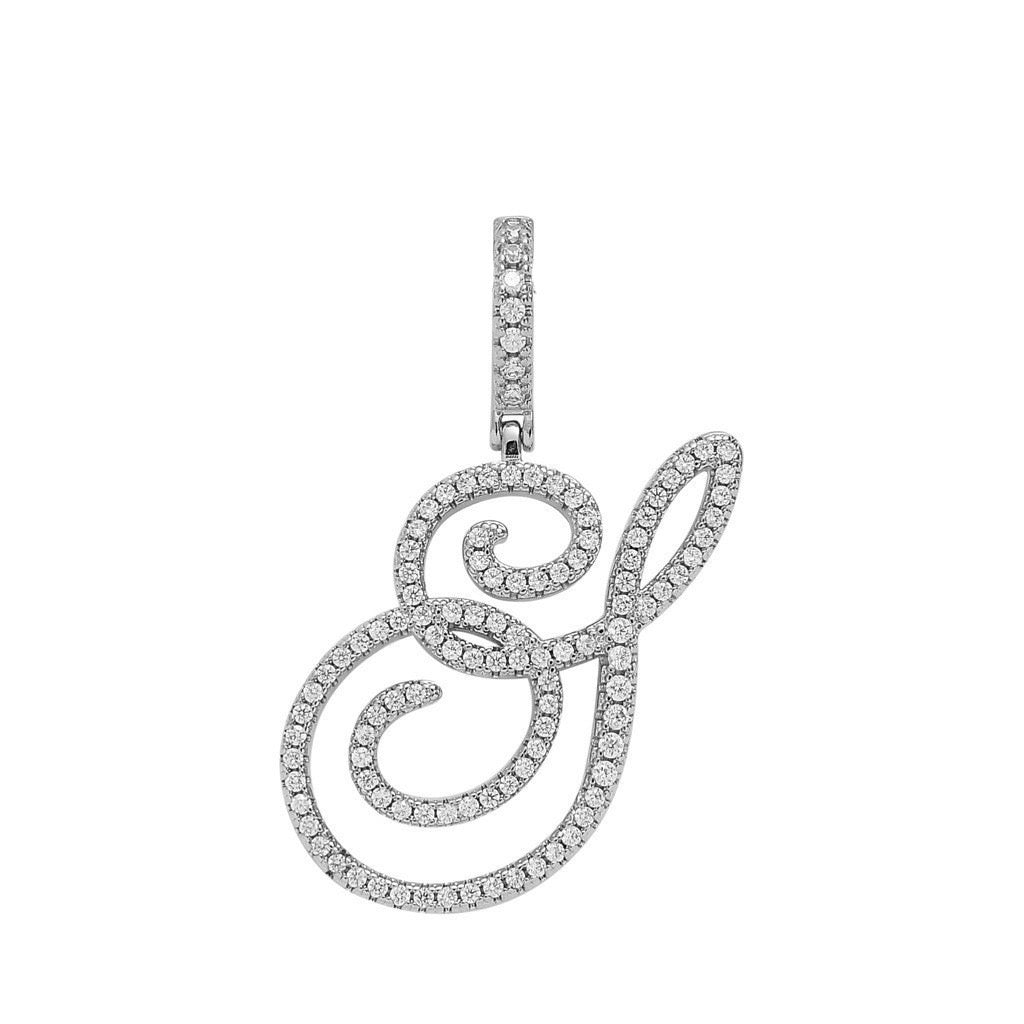 Zircon Alphabet Pendant Necklace in Stainless Steel