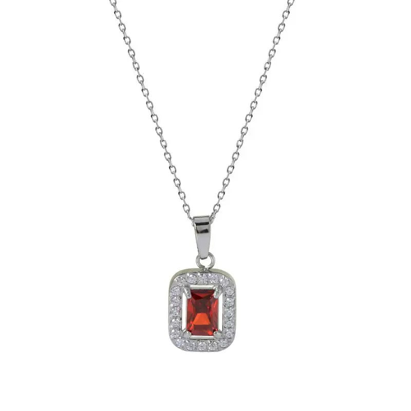 Red Zirconia Necklace - Stainless Steel