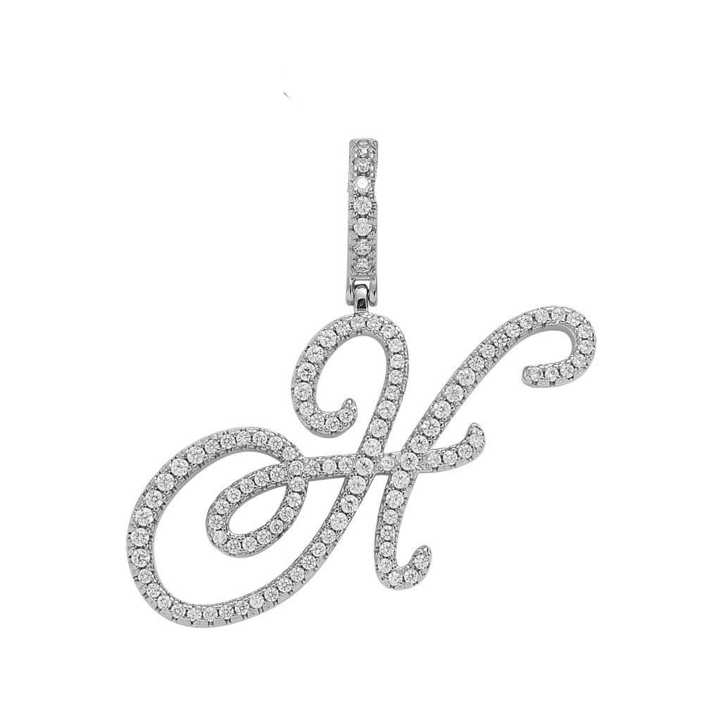 Zircon Alphabet Pendant Necklace in Stainless Steel