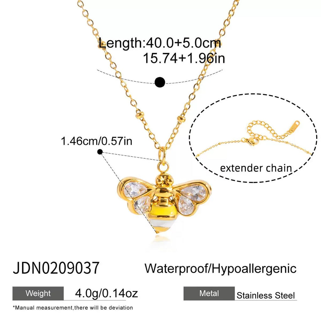Stainless Steel Oil Dripping Bee Necklace