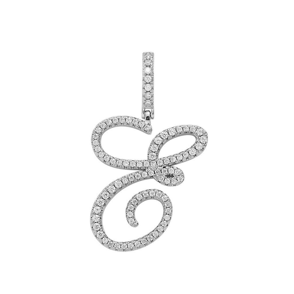 Zircon Alphabet Pendant Necklace in Stainless Steel