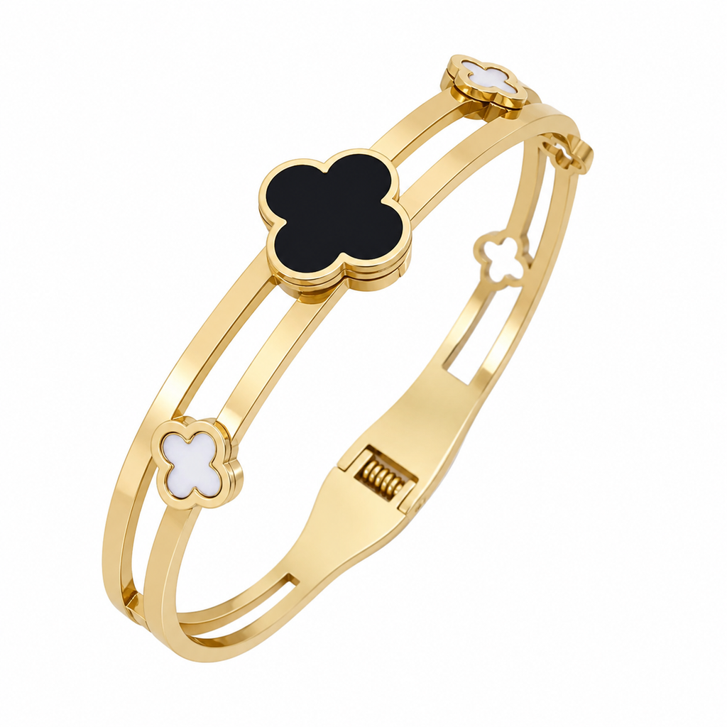 Minimalist 2 Layered Petals Bangle in Stainless Steel