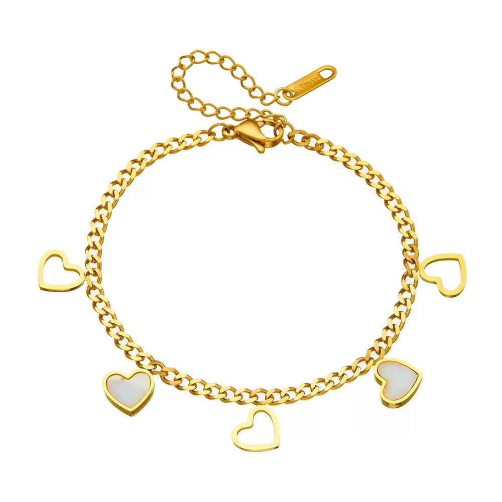Hearts Anklet - Stainless Steel
