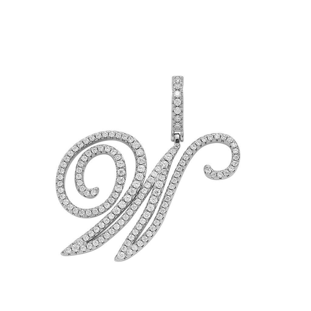 Zircon Alphabet Pendant Necklace in Stainless Steel