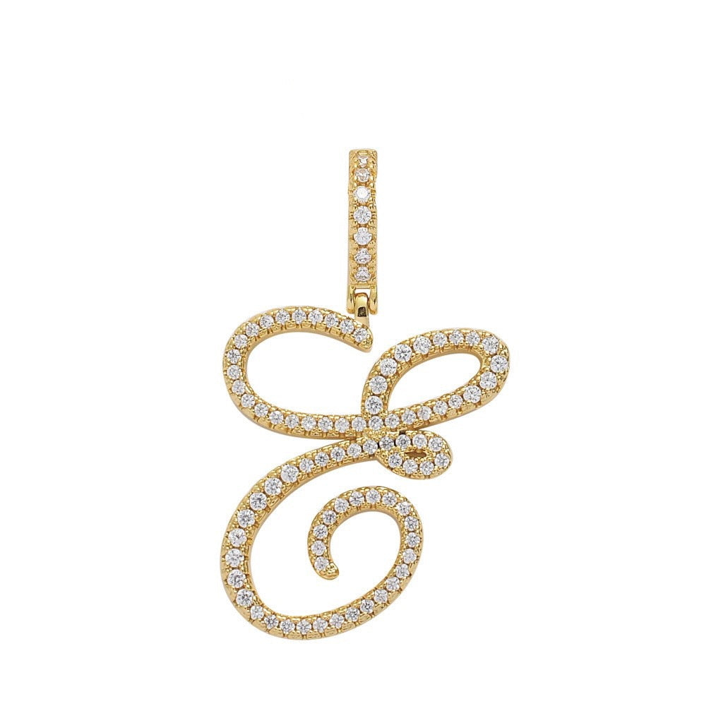 Zircon Alphabet Pendant Necklace in Stainless Steel