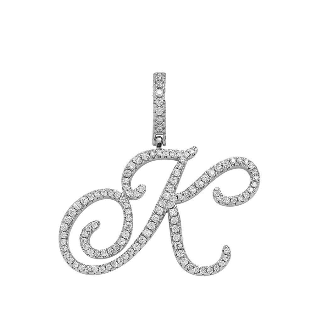 Zircon Alphabet Pendant Necklace in Stainless Steel