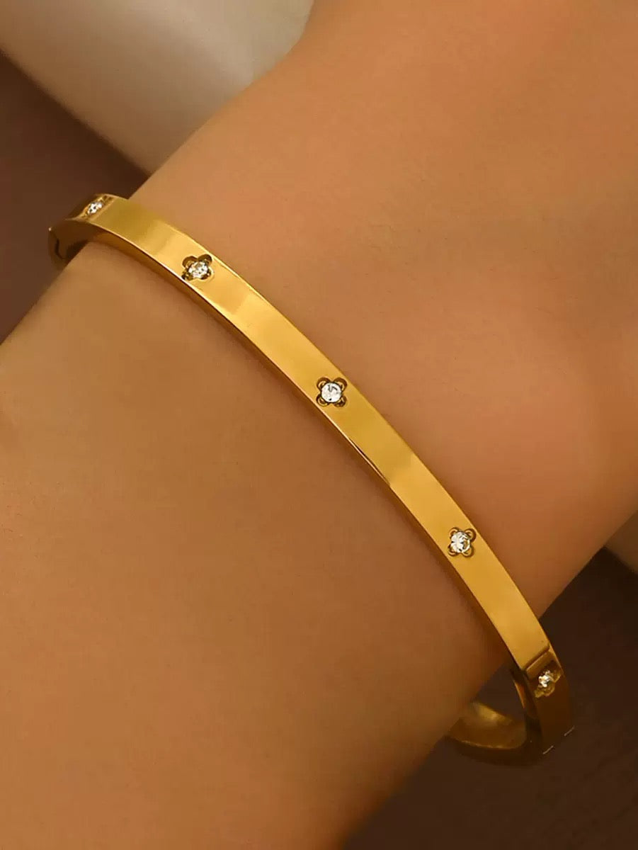 Slim White 3 in 1 Set Bangle in Stainless Steel