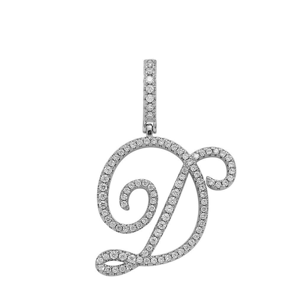 Zircon Alphabet Pendant Necklace in Stainless Steel