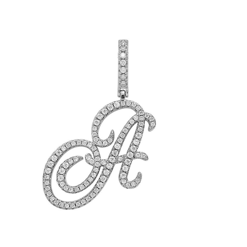 Zircon Alphabet Pendant Necklace in Stainless Steel