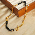 Beaded Stainless Steel Chain Link Necklace