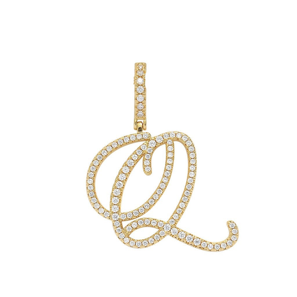 Zircon Alphabet Pendant Necklace in Stainless Steel