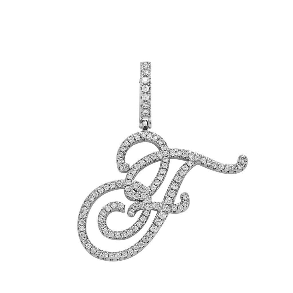 Zircon Alphabet Pendant Necklace in Stainless Steel